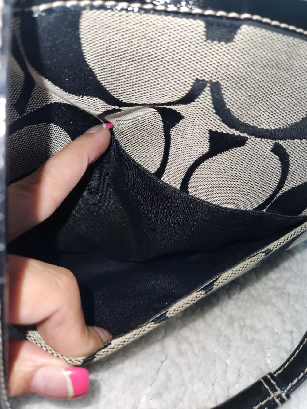 Coach Signature Canvas Tote in Black and Cream